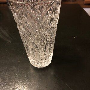 Elaborately Cut Crystal Vase.  Nice size for a dozen roses.